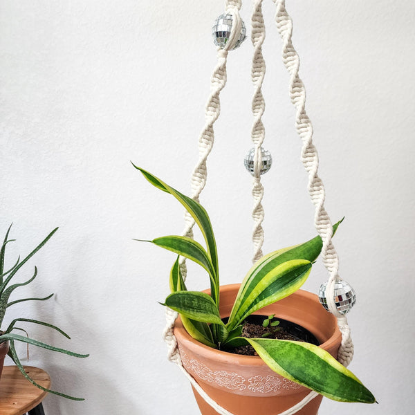 Handmade Macrame Disco Ball Plant Hanger - 5