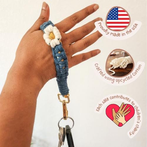 Handwoven Mini Floral Finger Keychain - 6