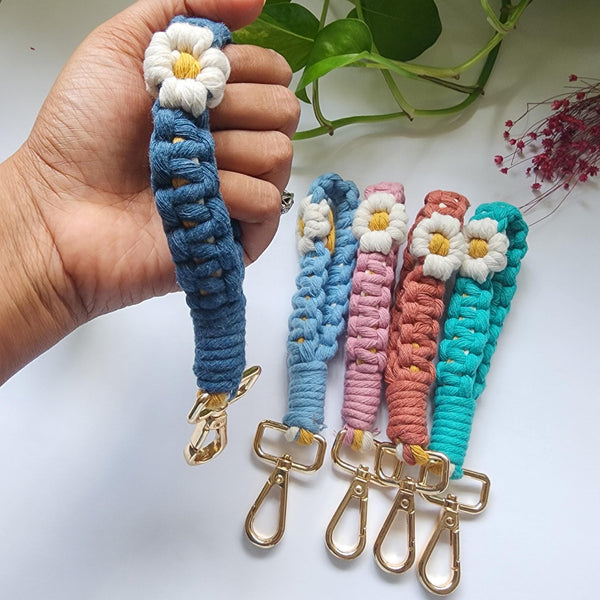 Handwoven Mini Floral Finger Keychain - 7