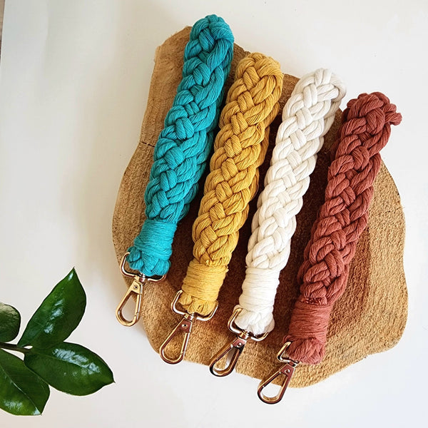 Handmade Braided Wristlet for Keys and Wallets - 3