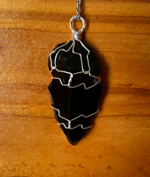 Arrow head obsidian necklace  - 1