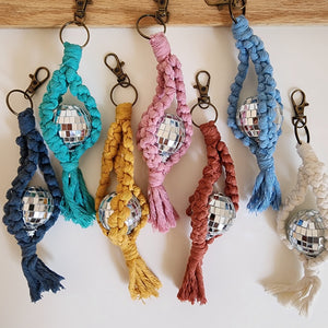 Macrame Disco Ball Keychain Charm - 1