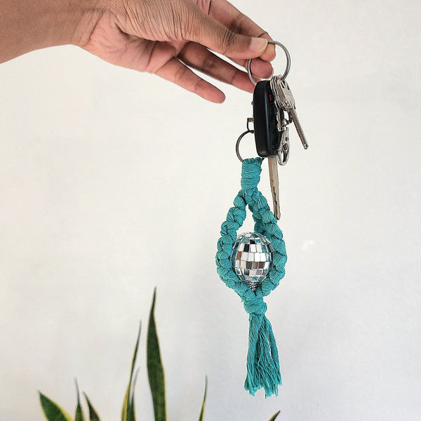 Macrame Disco Ball Keychain Charm - 3