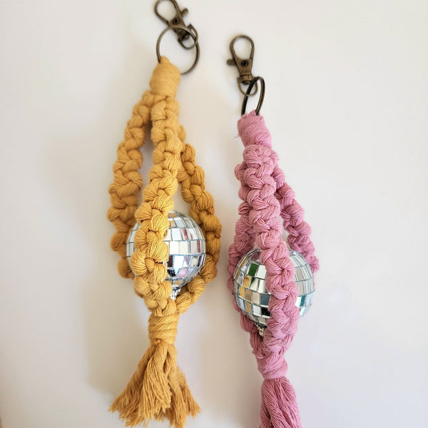 Macrame Disco Ball Keychain Charm - 2