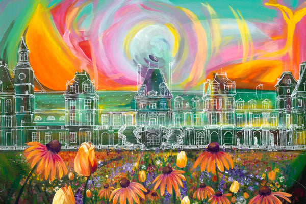 French Chateau and Wildflower Garden Print