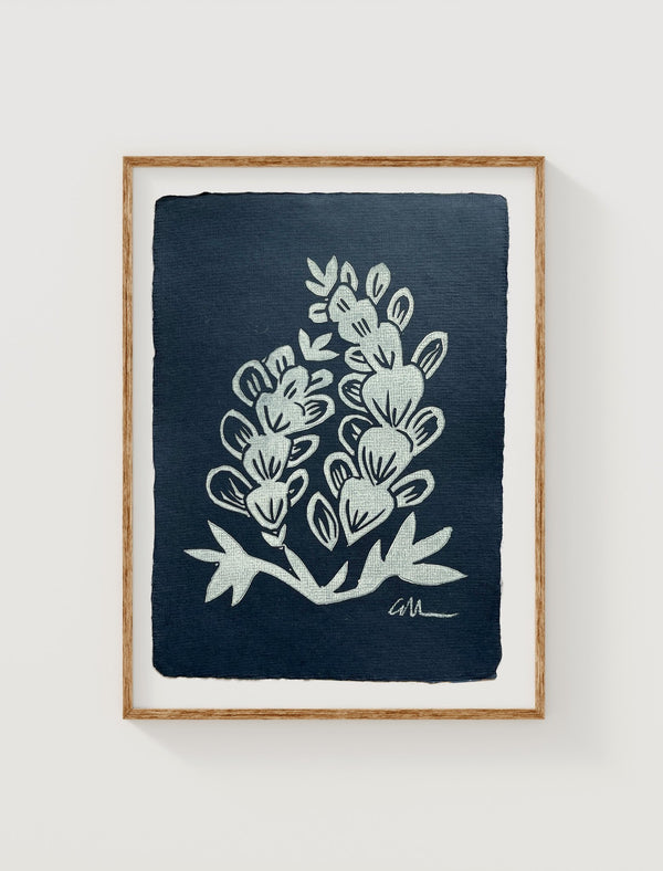 'Bluebonnets' Linocut Print