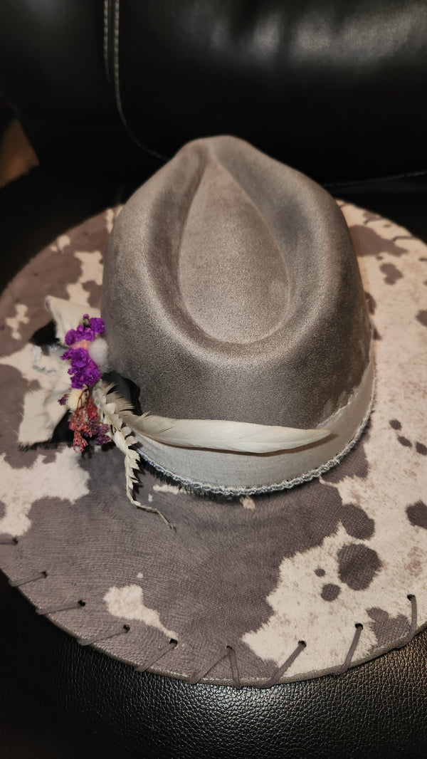 Gray Cow Hide Hat