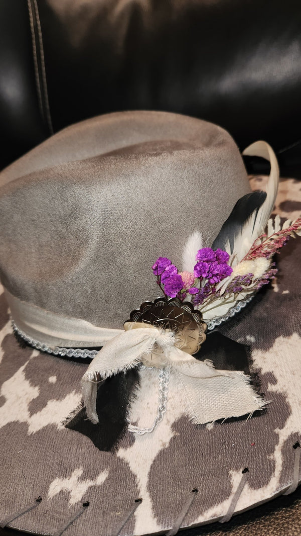 Gray Cow Hide Hat