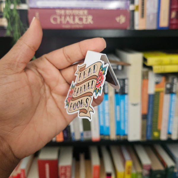 Read Banned Books Magnetic Bookmark in Traditional Rose Tattoo