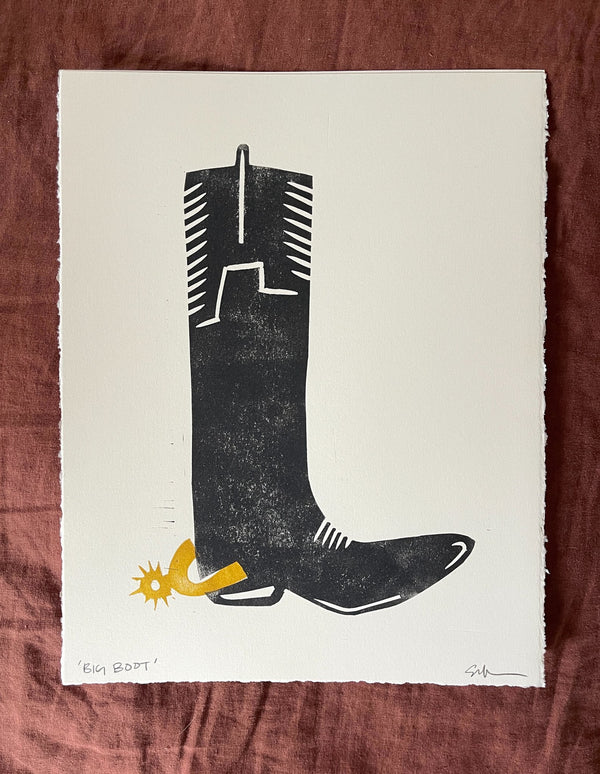 'Big Boot' Linocut Print