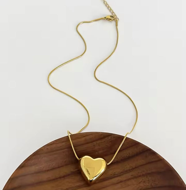 Bubble Heart Gold Necklace