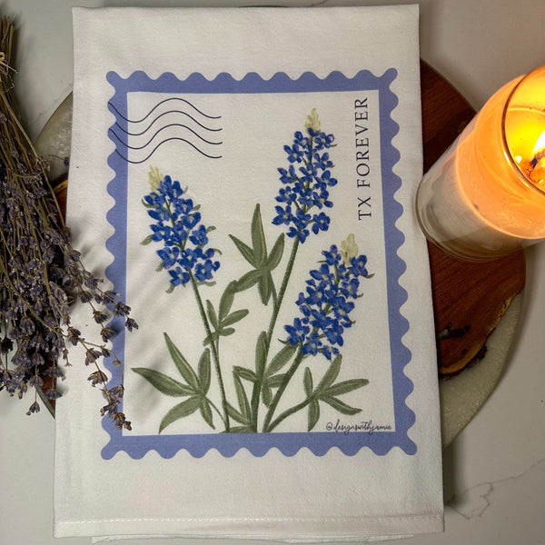 Texas Forever Bluebonnet Tea Towel