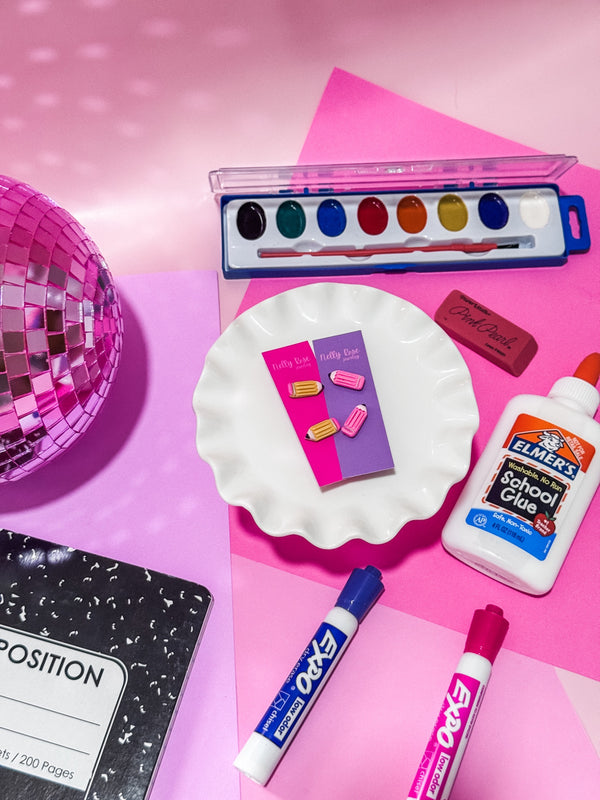 Pencil & Apple Stud Set