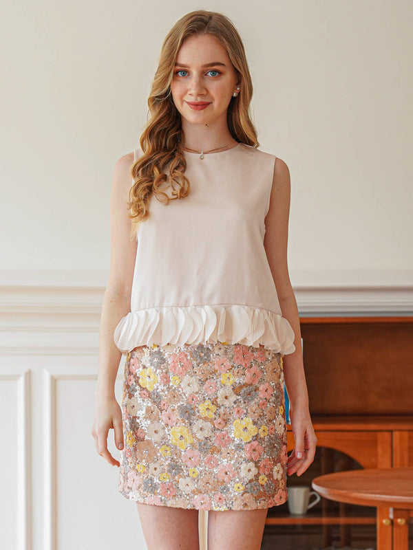 Blossoming Sequin Mini Skirt