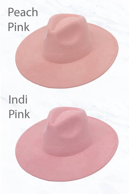 Suede Large Eaves Peach Top Fedora Hat