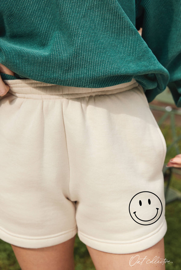 Smiley Face Graphic Sweat Short