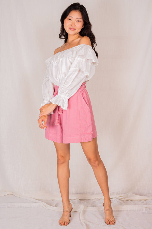 Gauze Cotton Shorts with Tassels