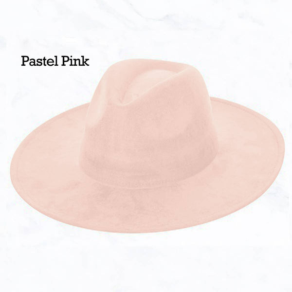 Suede Large Eaves Peach Top Fedora Hat