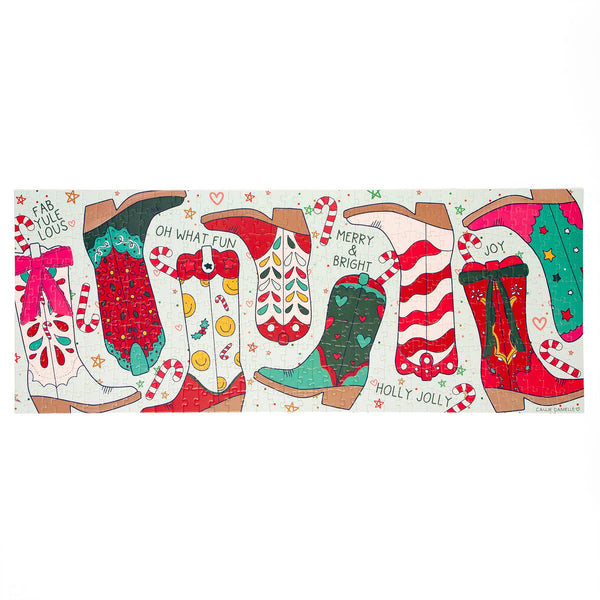 Christmas Western Cowgirl Boots - 400 Piece Jigsaw Puzzle