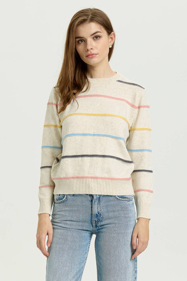 Pastel Striped Crewneck Sweater