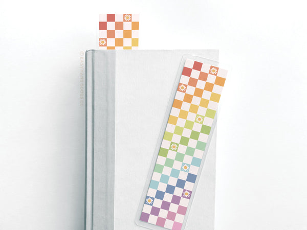 Rainbow Checkerboard Laminated Bookmark