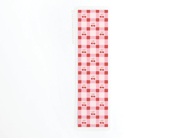 Cherry Gingham Laminated Bookmark