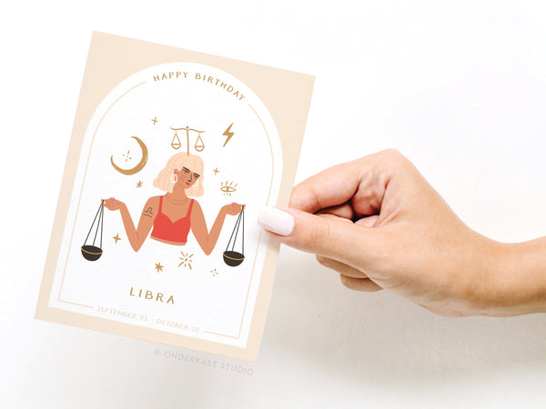 Happy Birthday Libra Zodiac Greeting Card – RS