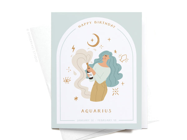 Happy Birthday Aquarius Zodiac Greeting Card – RS