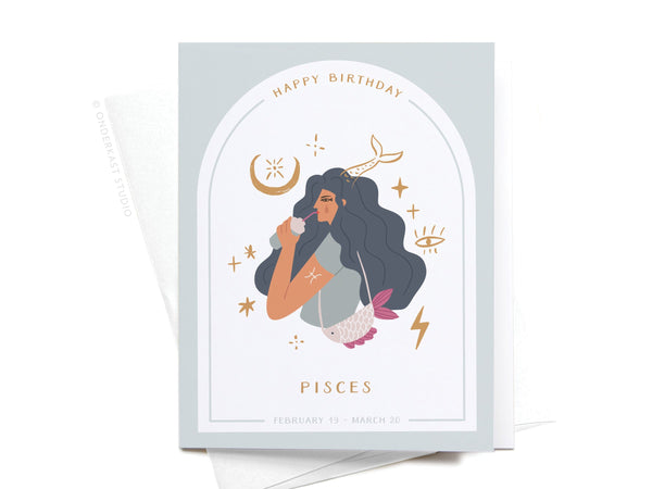 Happy Birthday Pisces Zodiac Greeting Card – RS