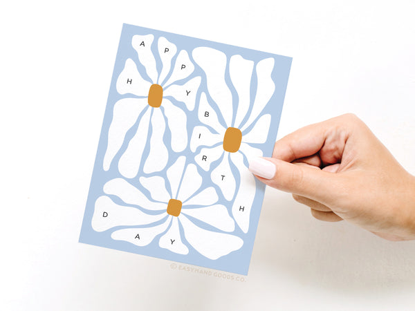 Happy Birthday Groovy Flowers Greeting Card - RS