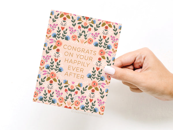 Congrats on Your Happily Ever After Floral Greeting Card - RS