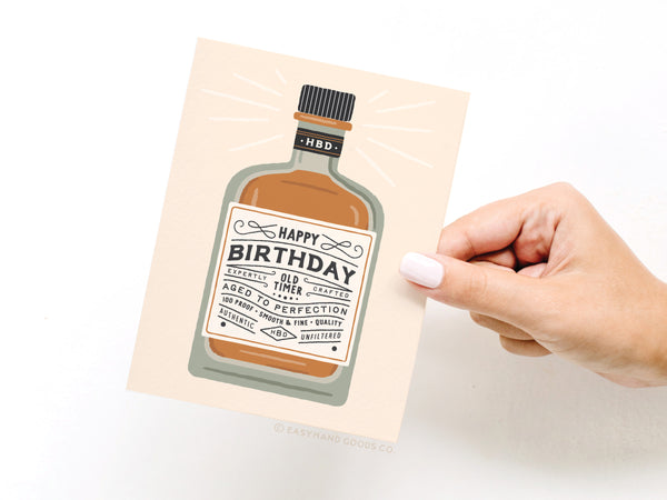 Happy Birthday Whiskey Bottle Greeting Card – RS