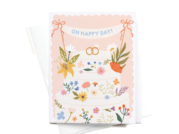 Oh Happy Day Floral Cake Greeting Card - RS
