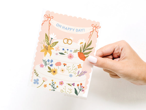 Oh Happy Day Floral Cake Greeting Card - RS