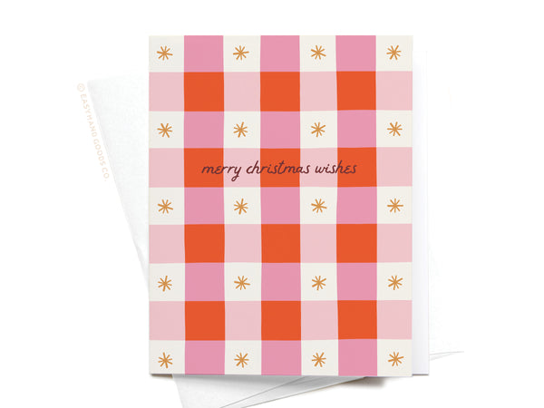 Merry Christmas Wishes Gingham Greeting Card - HS