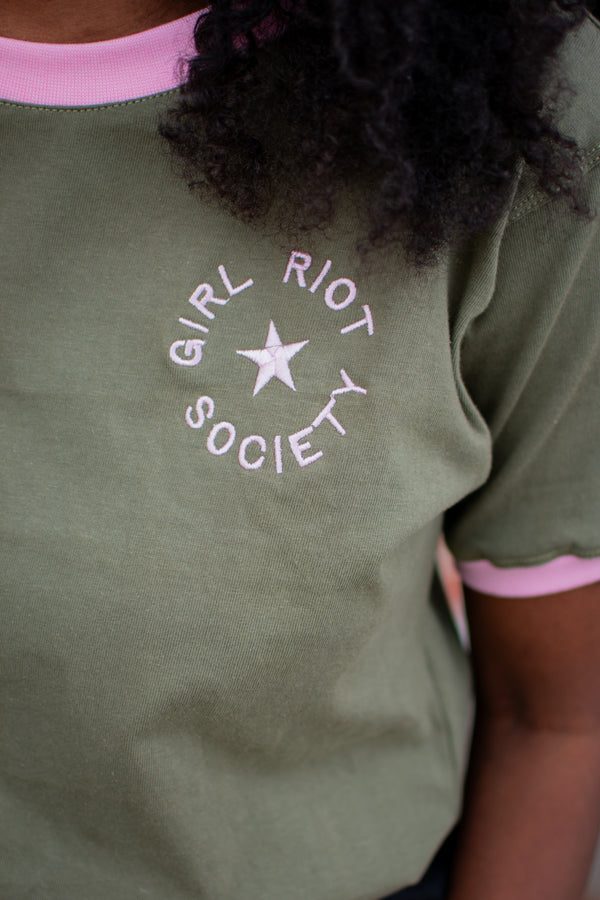 Girl Riot Society Logo Ringer Tee