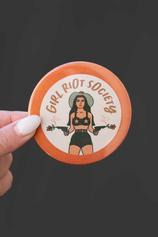 Girl Riot Society Round Pin - Angelina