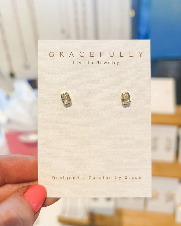 Baguette Cz Studs