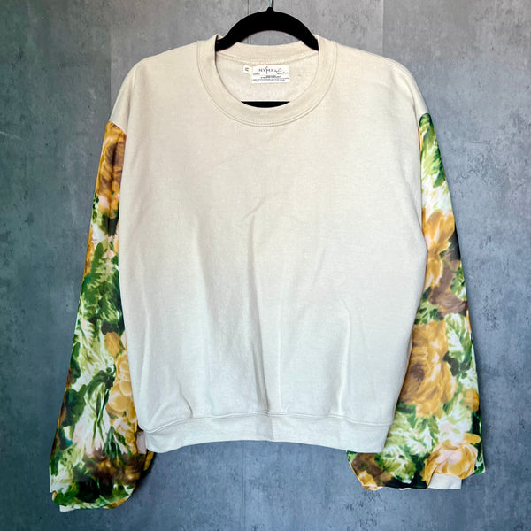 Puff Sleeve Sweatshirt - Floral Print