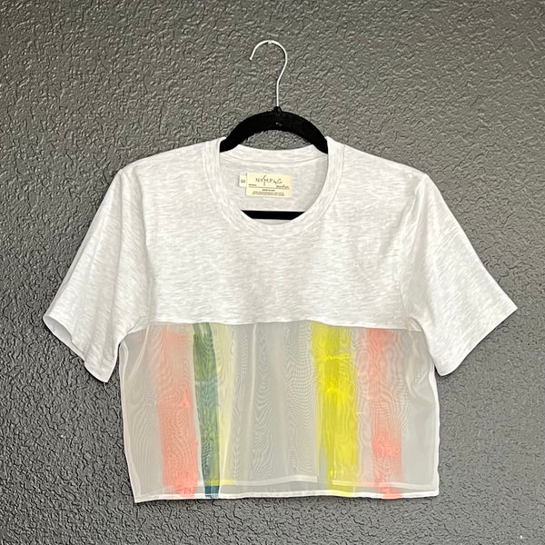 Painted Sheer Crop Sport Top