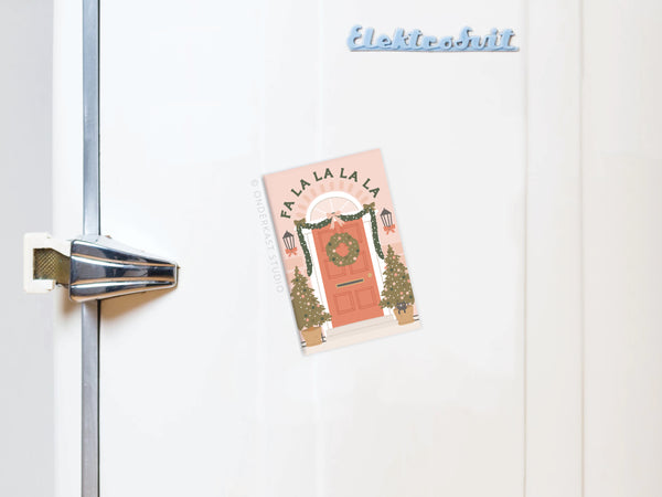 Fa La La Christmas Door Refrigerator Magnet