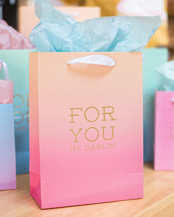 Large Gift Bag - FOR YOU MY DARLIN' - Pink/Orange