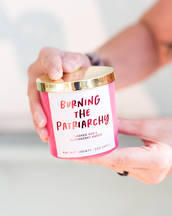 Burning the Patriarchy Girl Riot Society Hot Pink Candle - 8oz