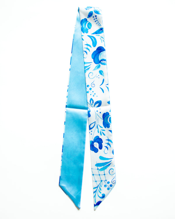 Blue Blooded Floral Skinny Scarf