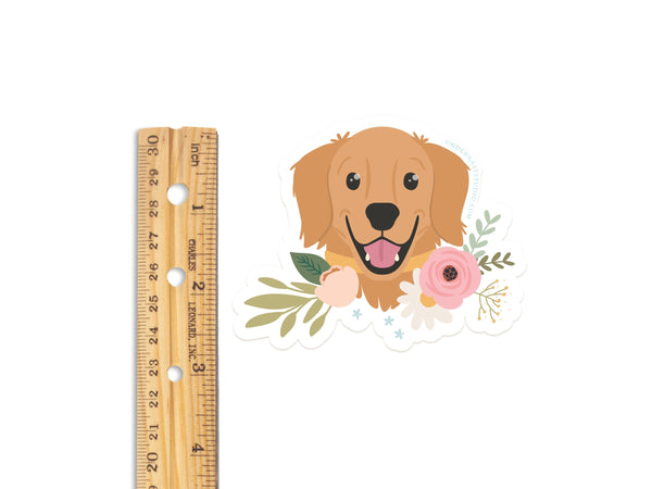 Golden Retriever Floral Sticker