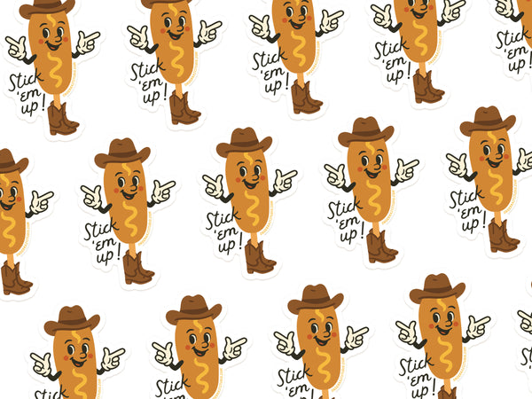 Stick Em Up Corndog Sticker