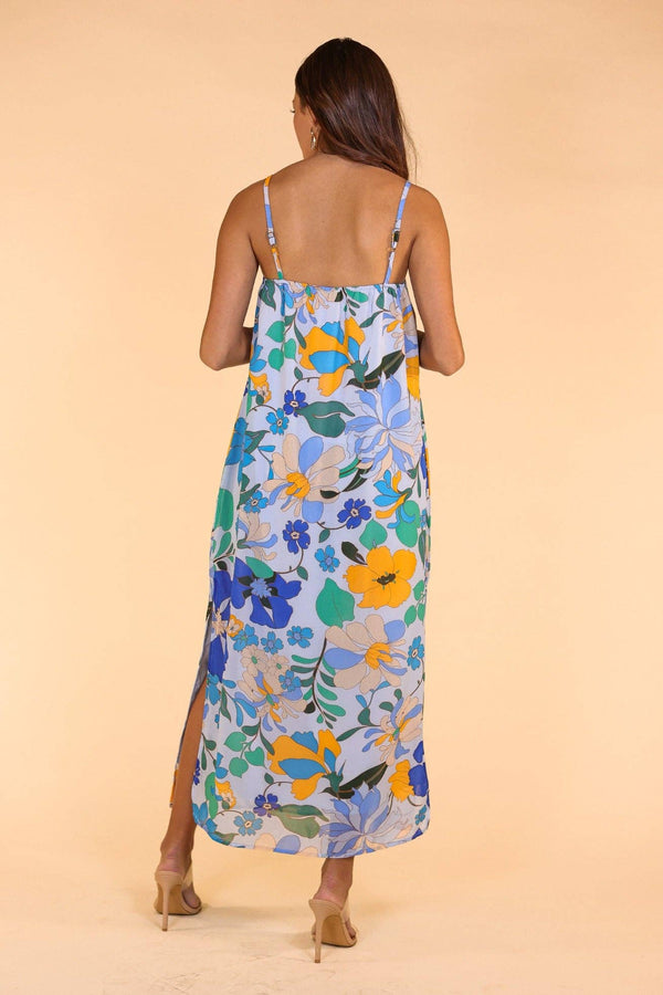 Blue Tropical Maxi Dress