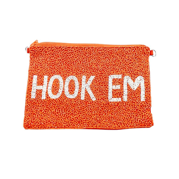 Orange Hook Em Beaded Pouch 