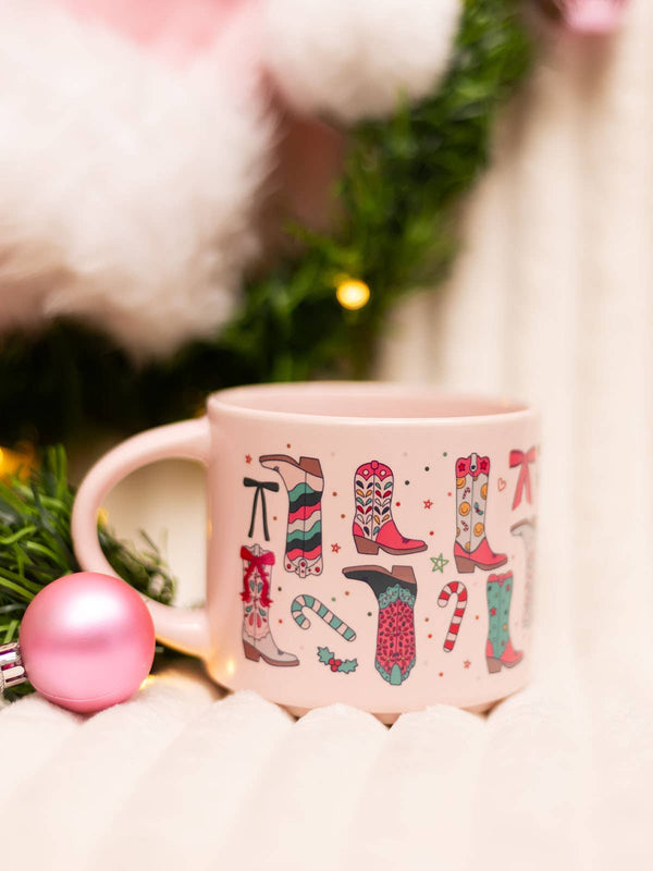 Christmas Western Cowgirl Boots Ceramic Mug