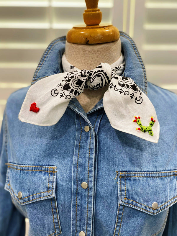 Embroidered Cactus Bandana